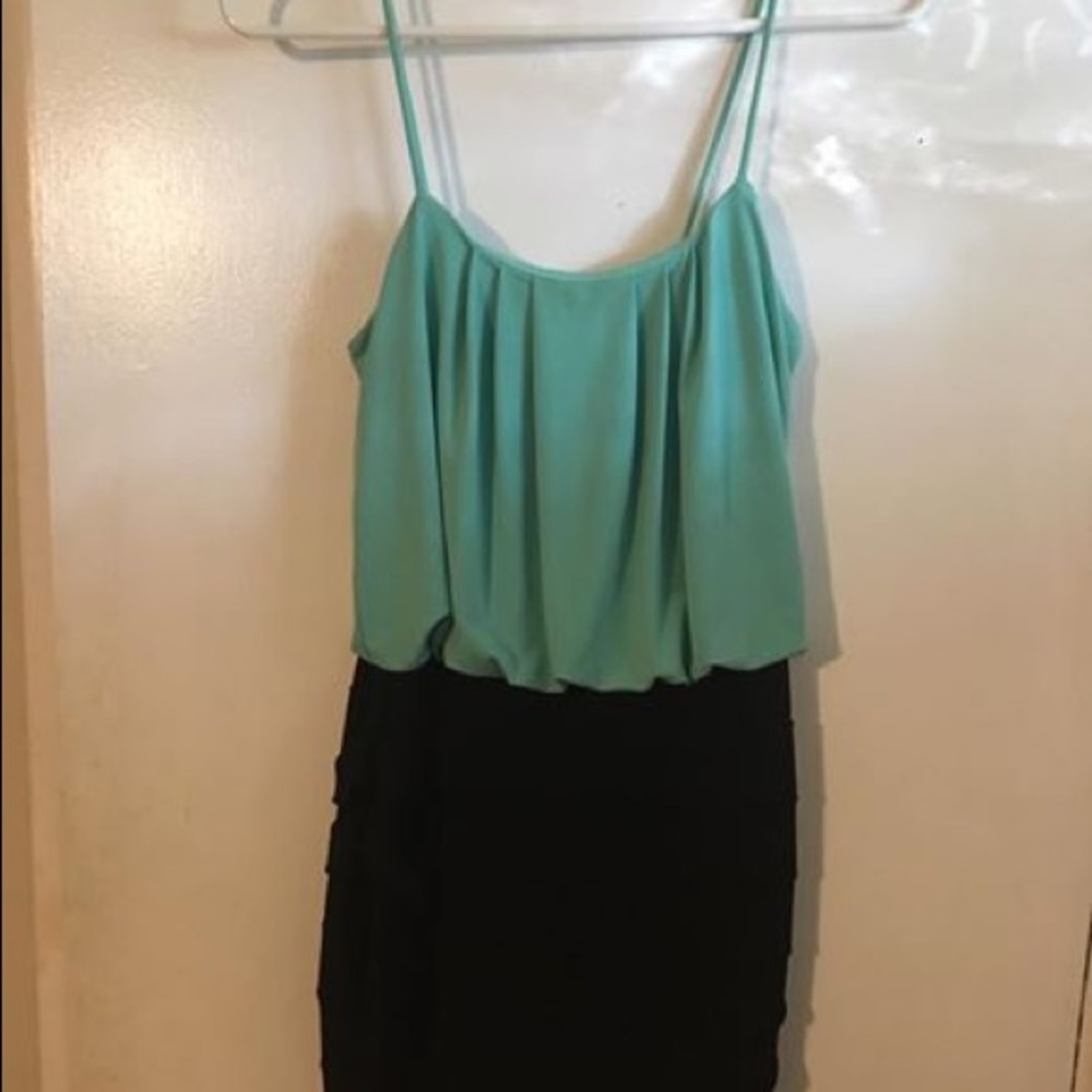 Teal and black dress